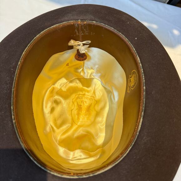 Knox Twenty New York Custom Edge Fedora Hat Vintage 1950’s Brown/Black Sz 7 1/8 - Picture 7 of 7